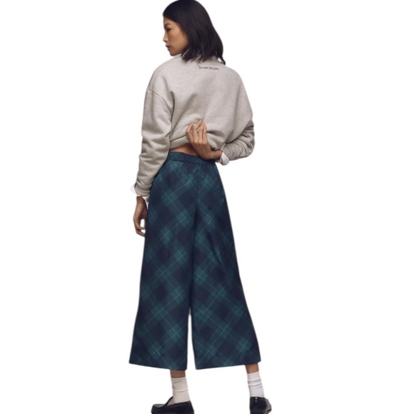 Anthropologie Maeve Taffeta Printed Cropped Wide Leg Pants - Picture 2 of 9